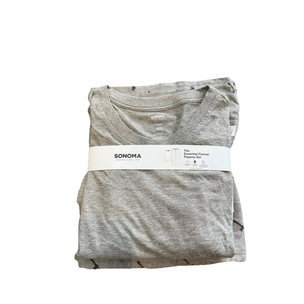 Sonoma Goods For Life Pajama Set XXL Gray Shirt & Flannel Pants Men’s
